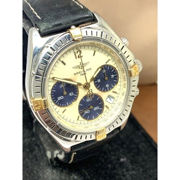 Breitling Unisex Watch B55046 Swiss Quartz Chronograph Black Leather Strap 36mm - Picture 13 of 14